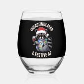 Overgestimuleerde en feestelijke AF Raccoon Espres Wijnglas Zonder Voet (Achterkant)