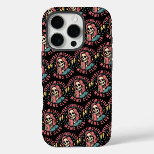 Overgestimuleerde Moms Club Skull Messy Mom Life iPhone 16 Pro Hoesje