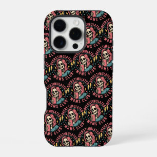 Overgestimuleerde Moms Club Skull Messy Mom Life iPhone 16 Pro Hoesje