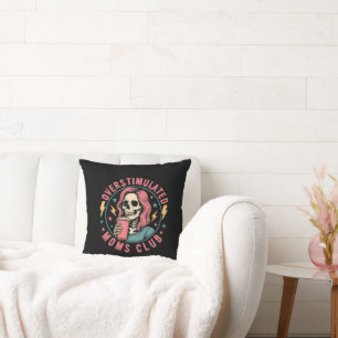 Overgestimuleerde Moms Club Skull Messy Mom Life Kussen