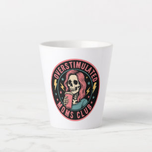 Overgestimuleerde Moms Club Skull Messy Mom Life Latte Mok