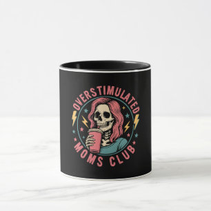 Overgestimuleerde Moms Club Skull Messy Mom Life Mok