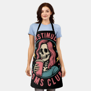 Overgestimuleerde Moms Club Skull Messy Mom Life Schort