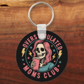 Overgestimuleerde Moms Club Skull Messy Mom Life Sleutelhanger (Voorkant)