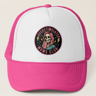 Overgestimuleerde Moms Club Skull Messy Mom Life Trucker Pet
