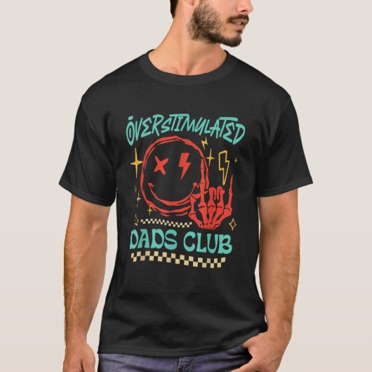 Overgestimuleerde vaders Club Smile Face Skeleton  T-shirt (Voorkant)