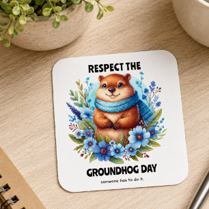 Overgewaardeerd? Aquarel viert Dag van de marmot Vierkante Sticker