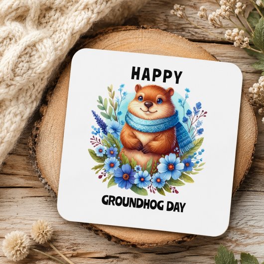 Overgewaardeerd? Aquarel viert Groundhog Day Vierkante Sticker