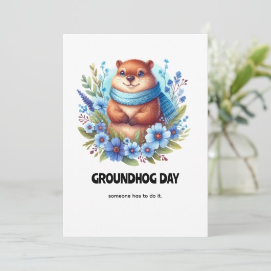 Overgewaardeerd? Waterverf viert Groundhog Day Kaart (Staand voorkant)