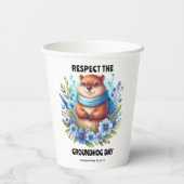 Overgewaardeerd? Waterverf viert Groundhog Day Papieren Bekers (Achterkant)