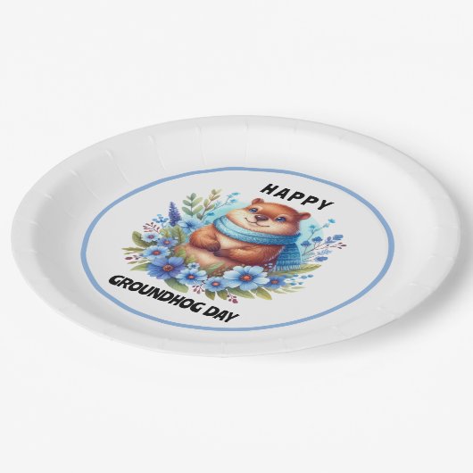 Overgewaardeerd? Waterverf viert Groundhog Day Papieren Bordje (Gekanteld)
