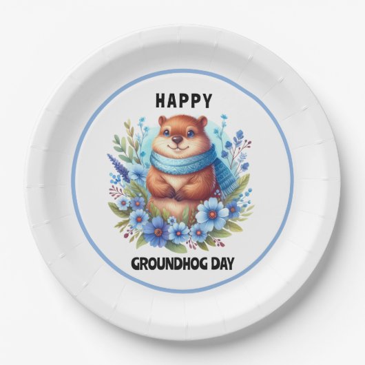 Overgewaardeerd? Waterverf viert Groundhog Day Papieren Bordje (Voorkant)