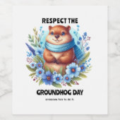 Overgewaardeerd? Waterverf viert Groundhog Day Wijn Etiket (Enkel label)