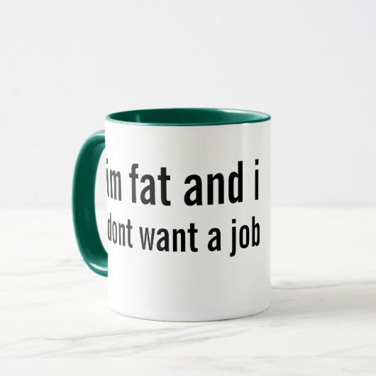 overgewicht en onderbetaalde arbeid mok (Voorkant links)