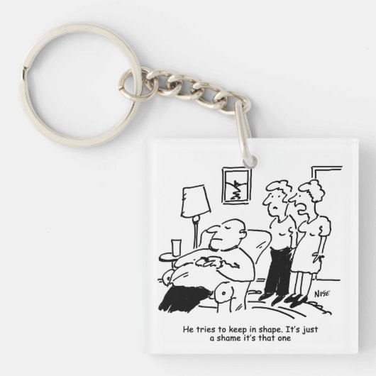 Overgewicht ongeschikt Man voor bijen probeert in Sleutelhanger (voorkant)