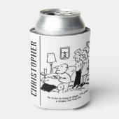 Overgewicht ongeschikt Man voor bijen probeert te  Blikjeskoeler (Blikje Voorkant)