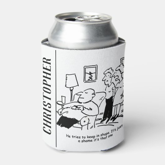 Overgewicht ongeschikt Man voor bijen probeert te  Blikjeskoeler (Blikje Voorkant)