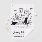 Overgewicht ongeschikt Man voor bijen probeert te Golfhanddoek (Insitu)