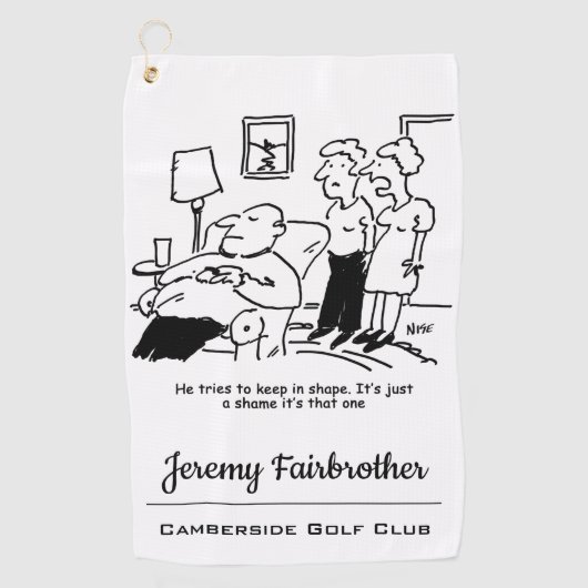 Overgewicht ongeschikt Man voor bijen probeert te Golfhanddoek (Voorkant)