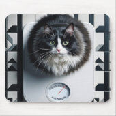 Overgewicht Tuxedo Cat op een schaal Muismat (Voorkant)