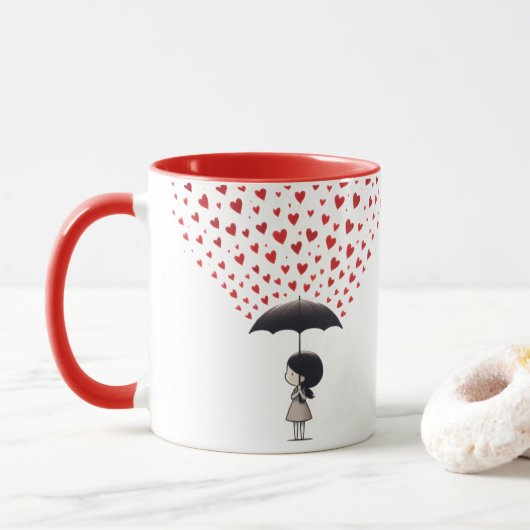 Overgiet jezelf met liefdesharten mok (Met donut)