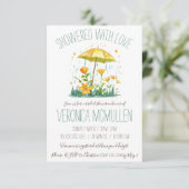 Overgoten met Liefde! Gele paraplu Vrijgezellenfee Kaart (Staand voorkant)