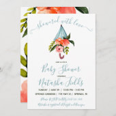 Overgoten met liefde! Paraplu, lente Baby shower Kaart (Voorkant / Achterkant)