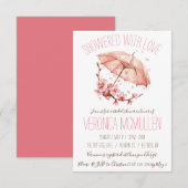 Overgoten met Liefde! Roze paraplu Vrijgezellenfee Kaart (Voorkant / Achterkant)