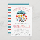 Overgoten met Liefde! Roze paraplu Vrijgezellenfee Kaart (Voorkant / Achterkant)