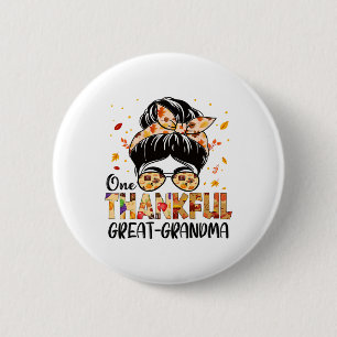 Overgrootmoeder Dankbaar Messy Bun Oma Thanksgivin Ronde Button 5,7 Cm