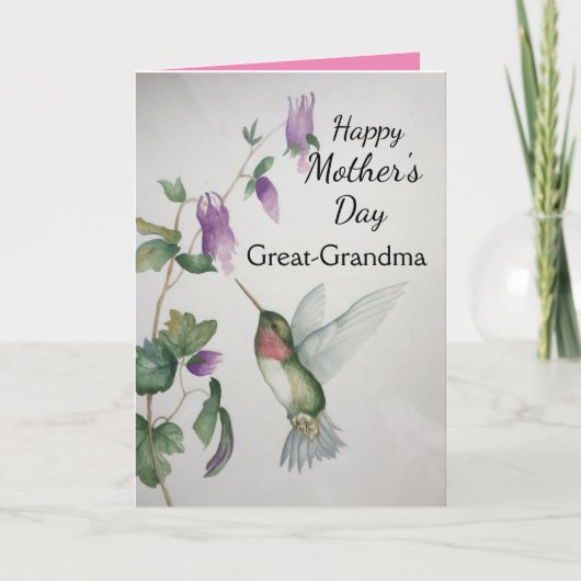 Overgrootmoeder Happy Moederdag Hummingbird Kaart (Voorkant)