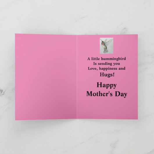 Overgrootmoeder Happy Moederdag Hummingbird Kaart (Binnen)