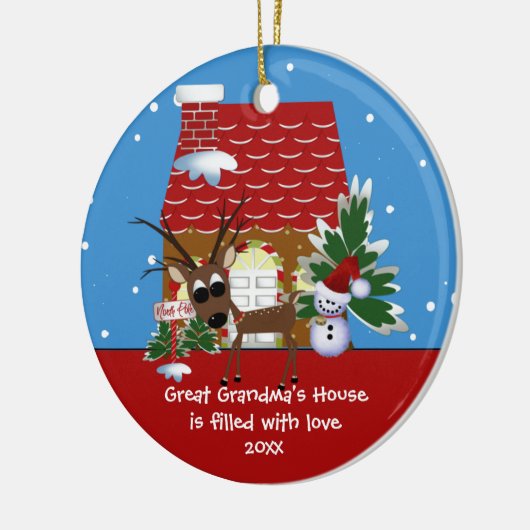 Overgrootmoeder Love House kerstversiering Keramisch Ornament (Links)