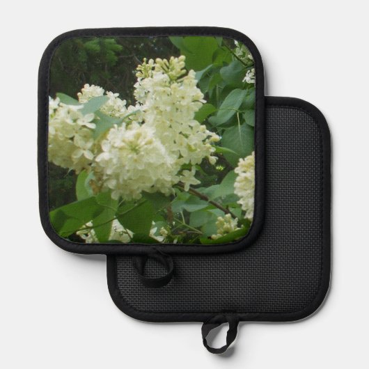 Overgrootmoeders Mooie witte lila's Pannenlap (Voorkant / Achterkant)