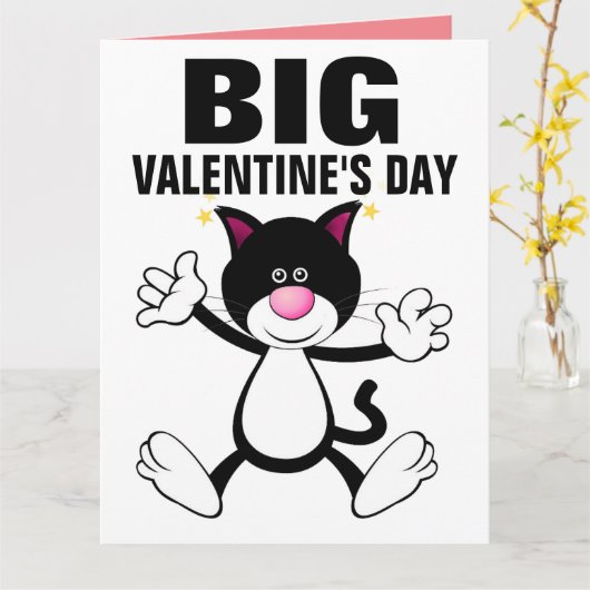 OVERGROTE KAT KNUFFEL VALENTIJNSDAG KAART (Gele Bloem)