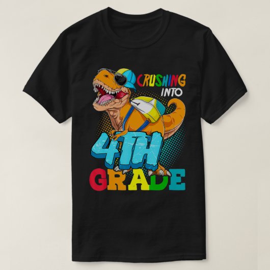 Overhaasting naar de vierde klas van de dinosaurus t-shirt (Design voorkant)
