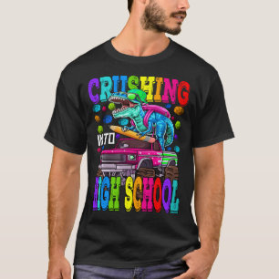 Overhaasting naar het schoolMonster Truck Dinosaur T-shirt
