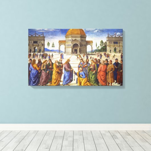 Overhandiging van de Sleutels | Pietro Perugino | Canvas Afdruk (Insitu (Houten vloer))