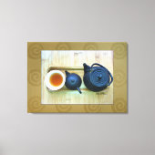 Overhead foto van tea-instelling voor stilstaand canvas afdruk (Voorkant)