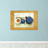 Overhead Stilleven rustieke thee setting foto Canvas Afdruk (Insitu (Houten vloer))