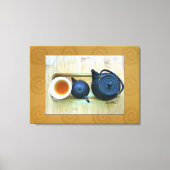 Overhead Stilleven rustieke thee setting foto Canvas Afdruk (Voorkant)