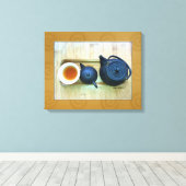 Overhead Stilleven Rustische Thee Setting Foto Canvas Afdruk (Insitu (Houten vloer))