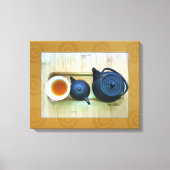 Overhead Stilleven Rustische Thee Setting Foto Canvas Afdruk (Voorkant)