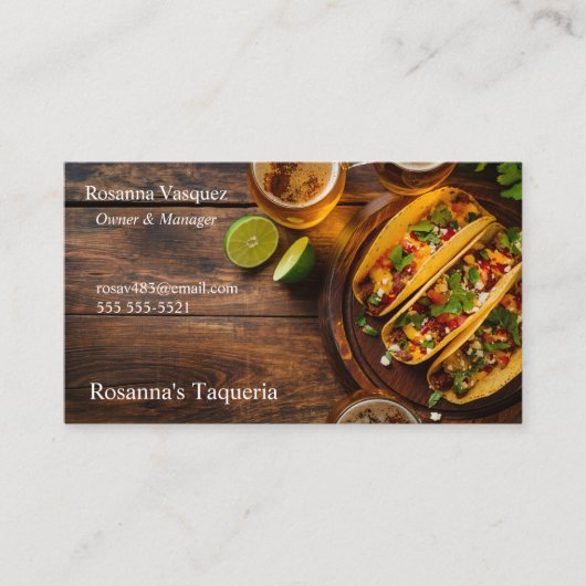 Overhead van taco's met kopieerruimte visitekaartje (Voorkant)