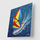 Overhead View Of a Sailing Yacht With Spinnaker Vierkante Klok (Hoek)