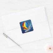 Overhead View Of a Sailing Yacht With Spinnaker Vierkante Sticker (Envelop)