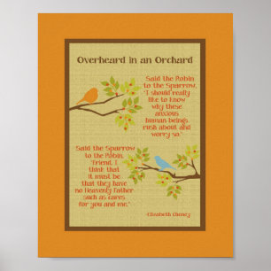 "Overhear in an Orchard" (Robin & Sparrow) Poster