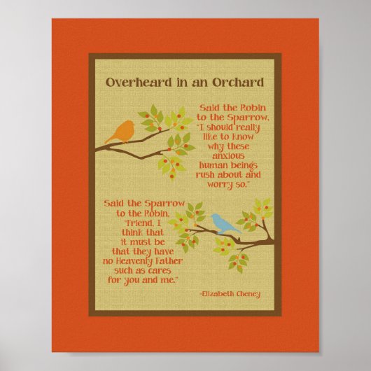 "Overhear in an Orchard" (Robin & Sparrow) Print (Voorkant)