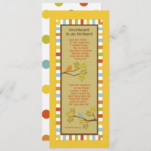 Overhear in een Orchard (Robin & Sparrow) Bladwijz Kaart (Voorkant / Achterkant)