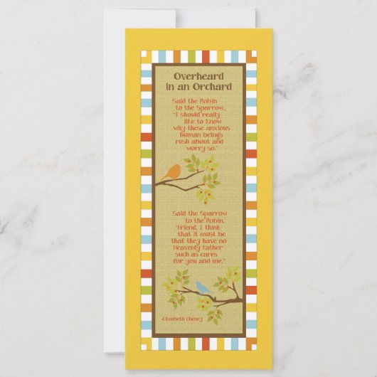 Overhear in een Orchard (Robin & Sparrow) Bladwijz Kaart (Voorkant)